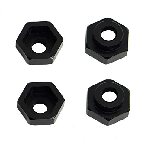 4PCS ShareGoo 12mm to 17mm Metal Wheel Hex Adapter Converter Compatible with Tamiya Axial RC4WD Traxxas HPI Himoto HSP Losi Kyosho RC 1/10 On-Road Car Buggy Truck Tyre Tires,Black