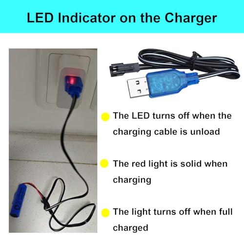 3 Pack 3.7V USB Charger Cable with SM-2P Connector/Plug for 3.7V RC Boats Cars Truck Rechargeable Li-ion and Li-Po Battery Battery Charge Cable