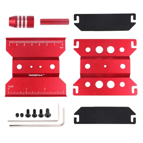 HobbyPark Mini RC Car Work Stand Aluminum for 1/24 1/18 Scale RC Crawler Axial SCX24 Traxxas TRX4M FCX24 FCX18 Workstation 360 Degree Rotation Lift Lower (Red) - color: Red
