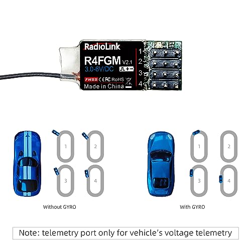 Radiolink RC6GS V3 2.4Ghz 7 Channels RC Transmitter and Receiver R7FG&R4FGM Gyro RX Volt Telemetry Long Range, Surface Radio Controller for RC Car Boat Crawler Truck Buggy Mini Car