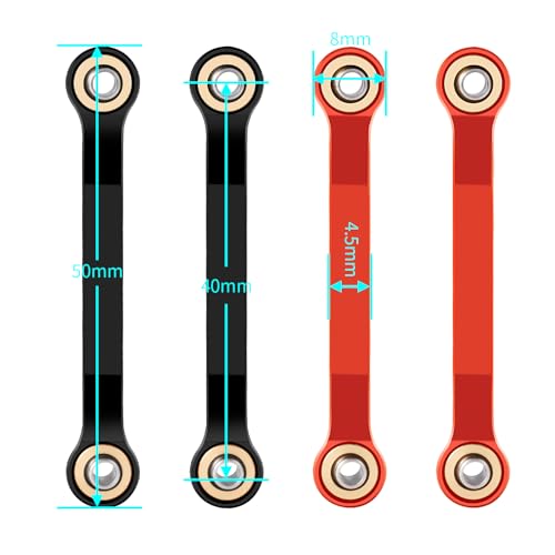 Aluminum Red Steering Links for Arrma 1/18 Granite GROM MEGA 380 | Brushed 4X4 Monster Truck ARA2102 RC Upgrade Parts - color: Red