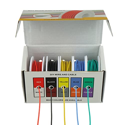 BOJACK 20 AWG Flexible Silicone Wire Electric Wire Hook up Wire Kit 300V Cables with Plus 20 φ3mm Heat Shrink Tubings and a Mini Wire Stripper(5 Colors 19.69Ft Each Color, 20AWG) - size: 20 AWG Silikondraht