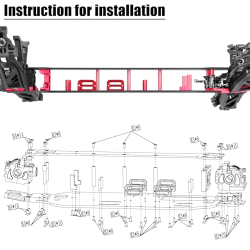 RC Upgrades Parts for 1/10 F0rd F15O Rapt0r R 101076-4,RC Carbon Fibre Chassis Protect Armor Skid Plate Guard Hops Up,Red - color: Red(for 1/10)