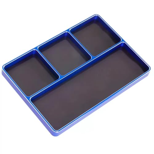 RC Repairs Spare Parts For RC Car Remote Control Aircraft Remote Control Ship Metal Frosted Screw Tool Storage Box Tray Accessories(Blue) - color: Blue