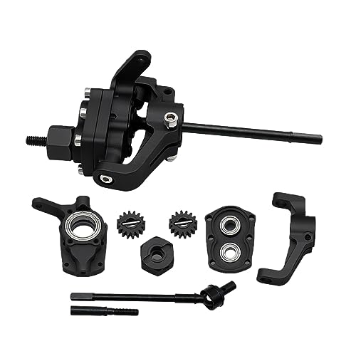 1/10 RC Crawler Aluminum Portal Front and Rear Axle Set for Axial SCX10 II 90046 90047 AR44 – CNC Alloy Axles with Steering Link Upgrade Parts for SCX10 Trucks (Black Set) - color: Black Set
