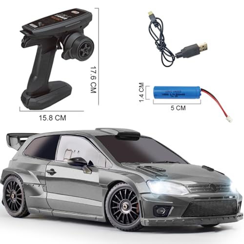 LDRC 2801PRO 1/28 Mini RC Drift Car GTR 2.4GHz 4WD RTR with Gyro and 4PCS Drift Tires Racing Radio Control Cars (Silvery) - color: Silvery