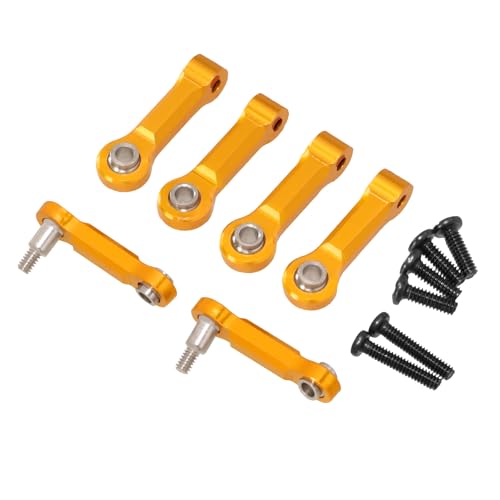Metal Fixed Upper Swing Arm and Pull Rod Suspension Linkage Aluminum Alloy CNC Upgrade for Wl 284131 284161 284010 K989 K969 K979 K999 P929 P939 1/28 RC Car (6PCS) (Gold) - color: Gold