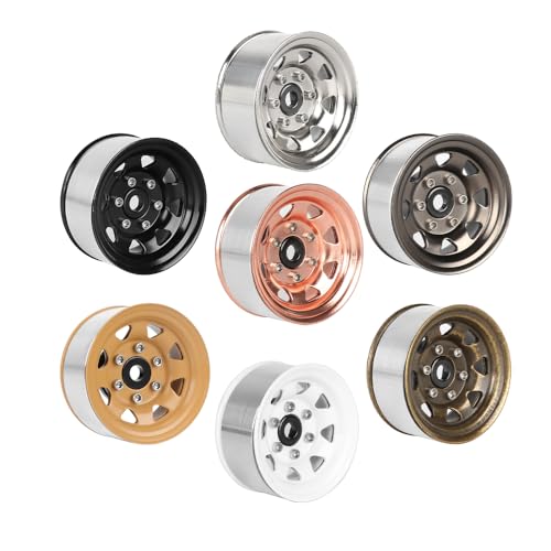 4PCS 1.55 inch Aluminum Metal Beadlock Wheels Rim Rubber Tires Set Replacement for 1/10 RC Crawler Car for D90 TF2 Tamiya CC01 CC02 LC70 JIMNY Axial AX90069 Upgrade Parts(Rose Gold) - color: Rose Gold