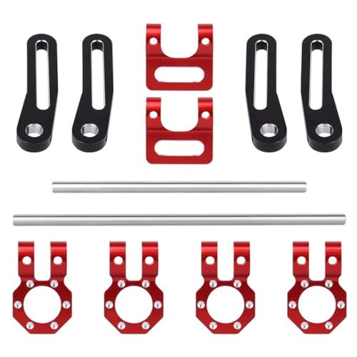 KingVal Metal Adjustable Front and Rear Bumper Mount Kit with Tow Hook Strap Compatible with 1/10 RC Crawler Car SCX10 TRX4 TRX6 GEN7 GEN8 (Red)