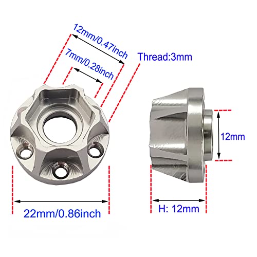 4Pcs Metal RC Wheel Hubs Adapters 12mm Hex for 1.9inch 2.2inch Beadlock Wheel Rim Axial Scx10 Trx4 Wraith Gen7 Gen8 D90 CC01 1/11 RC Crawler S (12mm) - size: 12mm