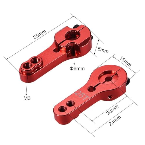 5pcs 25T Aluminum Servo Horn M3 Threads Metal Steering Arm for RC Car Truck Buggy Airplane (Blue) - color: Blue