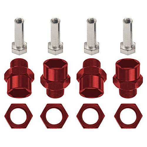 Share Goo 17mm Wheel Hex Wrench & 12mm to 17mm Wheel Hex Drive Hub Adapter 15mm Offset Extension Compatible with Tamiya Axial RC4WD Traxxas Redcat 1/10 RC Car Buggy Truck (Red) - color: Red