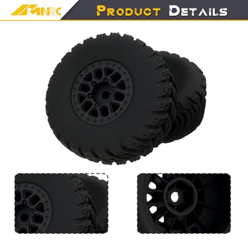 Pre Glued Wheel and Tire Plastic Rim Rubber for Arrma 1/16 Mojave Grom RC Car Upgrades Part Black - color: Black