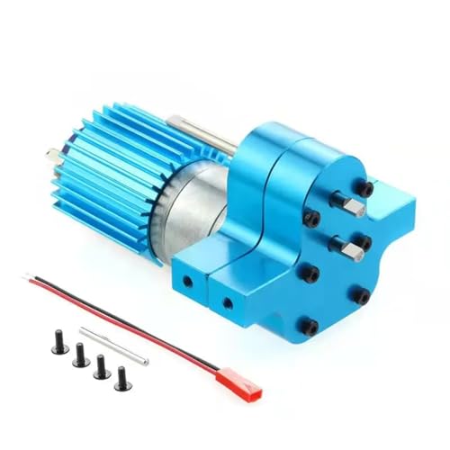 Aluminum Alloy Transfer Gearbox with 370 Brushed Motor for WPL for JJRC MN FY B14 B16 B24 B36 C14 C24 Q60 D90 MN99S RC Crawler Upgrade Parts (Blue) - color: Blue