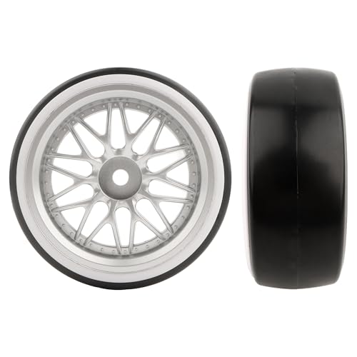 4PCS 1/10 Scale Hard Plastic RC Drift Tires - 12mm Hex Hub On-Road Touring Racing Wheels Compatible with Traxxas 4 Tec 2.0 Tamiya TT01 XV01 Kyosho WR8 Sakura WLtoys HPI Touring Racing Car
