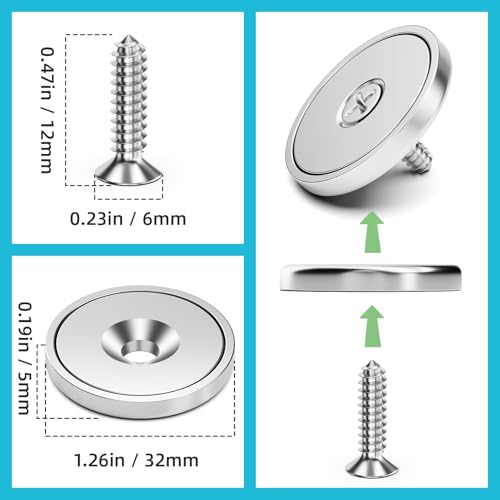 10 Pack 110 LBS Strong Magnets with Holes,Neodymium Round Cup Magnets with Screws, Rare Earth Magnet for Wall Mounting Waterproof Countersunk Hole for Kitchen Garage Holding Tools DIY Crafts - size: 10 Pack 110LBS