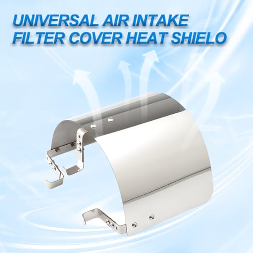 Car Air Intake Filter Cover, Stainless Steel Heat-Insulation Vehicle Intake Shield Cover, Automotive Air Filters Engine Bay Heat Guard, Compatible with 2.5-3.5" Cone