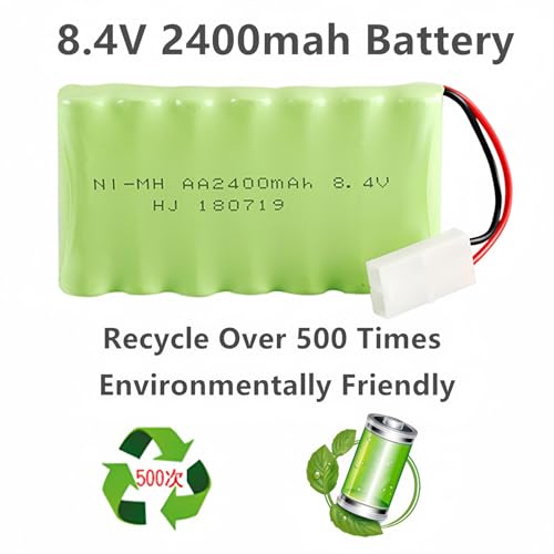 8.4V 2400mAh NiMH Battery Pack Rechargeable AA Battery with Standard Tamiya Connector for RC Car RC Truck Tank 1 Pack 8.4V Battery