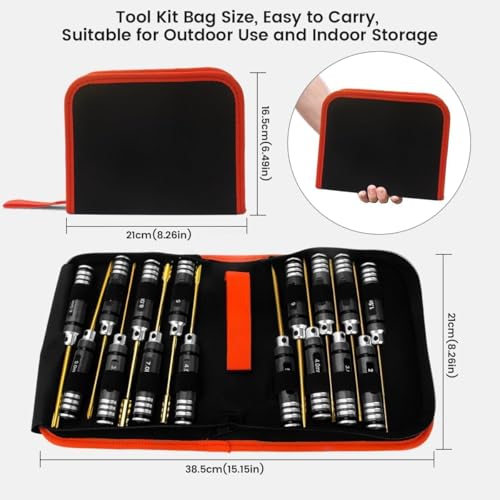 Car Tool Kit - 16pcs Screwdriver Tool Set Includes Flat, Phillips, Hex, Titanium Steel Tool Set Hex Driver Set Tool Kit with Tools Storage Bag for Remote Control Car Drone Helicopter Models - style: 16pcs Screwdrivers