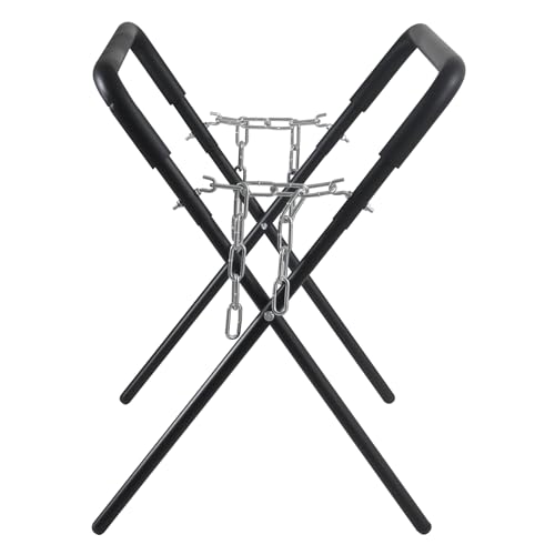 Folding Work Stand (1-Pack), 500-Pound Adjustable Folding Stand for Automotive Repair, Woodworking & Surfboards, Black