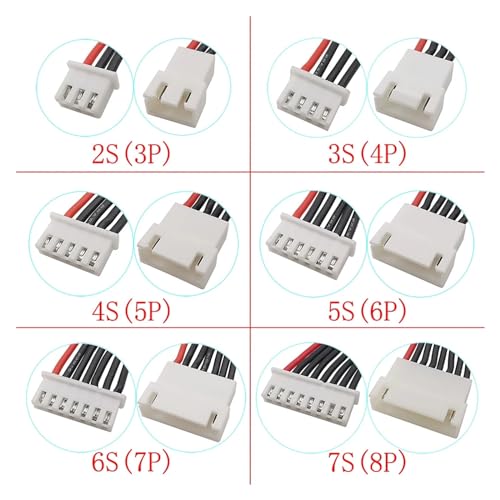 5Pcs JST XH 2.54mm Pitch 2/3/4/5/6/8S Male to Female Cable Connector Lipo Battery Balance Charger Cable 20CM 22AWG Silicone Wire (Color : 6S-7Pin) - color: 6s-7pin