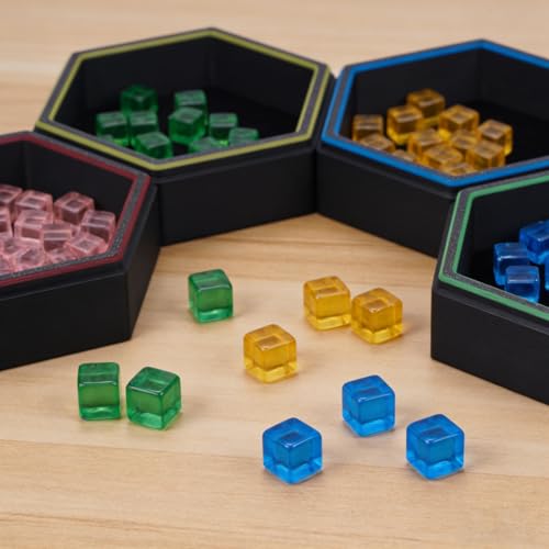 Magnetic Hex Board Game Trays, Modular Stackable Token Dice Trays (7-Pack) | Built-in Magnets, Flexible Combination, Stackable For Storage, Token & Dice Organizer, 7 Colors, Modular Design