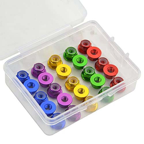 WMYCONGCONG 25 PCS M4 Aluminum Nylon Lock Nuts M4 Flange Nylon Insert Self-Locking Nut for RC Drone FPV Parts