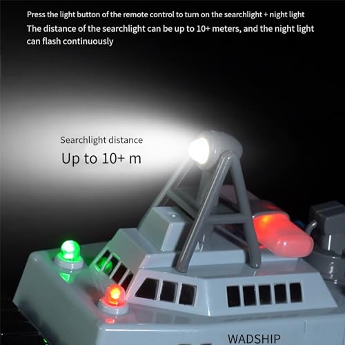 22" Inch 56CM Remote Controlled Warship Battleship Aircraft Carrier 15km/h 2.4G 8WD RC Boat Spaying Water LED Walk On Water Lakes Pools for 14Y+ Blue (2 Water-Cannons ,1 Shooting &1 No-Shooting)