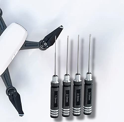 Drone Tool Kit -4Pcs RC Hex Driver Set –1.5mm Allen Wrench 2mm 2.5mm 3mm Aluminum Handle Steel Hexagon Screwdriver for traxxas RC Car Truck FPV Helicopter - size: 4pcs Silver
