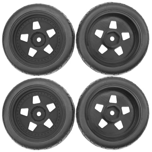 ShareGoo Nylon Wheel Rims with Rubber Tire RC 12mm Hex Compatible with HSP Tamiya Kyosho RedCat Sakura WLtoys 1/10 RC On-Road Racing Touring Car (Black) - color: Black