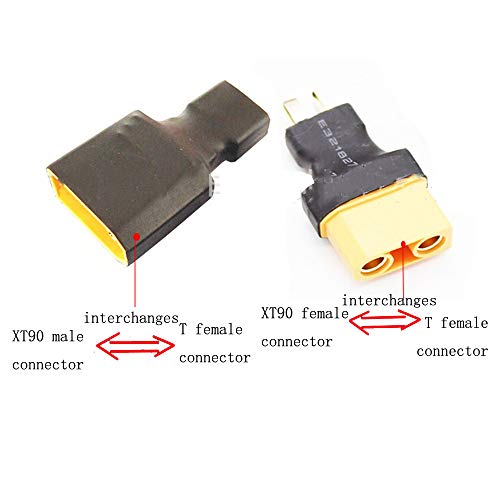 2 Pairs Deans T Plug Male Female Connector to XT90 Plug Male Female Connector Conversion Adapter for RC LiPo Battery