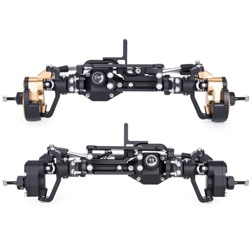  Front Rear Portal Axle Set CNC Aluminum & Brass 4WS Axles for 1/10 RC Crawler Axial Capra 1.9 UTB Cheater Rigs LCG Chassis Upgrade Parts (Black Front Rear Kit) - color: Black Front Rear Kit