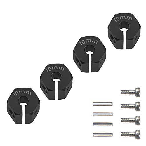 Aluminum Alloy 12mm Wheel Hex Hub Drive Adapters with Pins Screws Compatible with Axial SCX10 HSP HPI Tamiya Redcat 1/10 RC Crawler Car (10mm, Black) - color: Black, size: 10mm