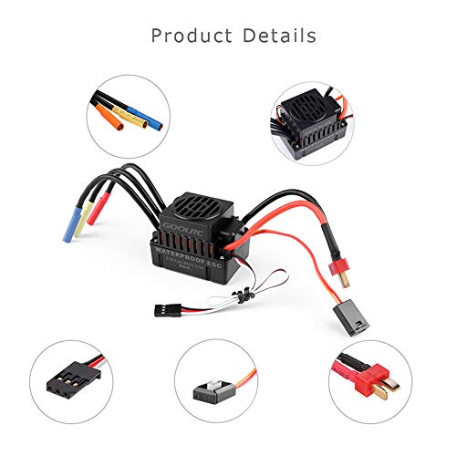 GoolRC BL3650 Brushless Motor, 3900KV Brushless Motor & 60A Waterproof ESC Combo, 4‑Pole 12‑Slot High Torque, 3.175mm Shaft, Accessory for Modification Enthusiasts 1/10 RC Cars & Trucks