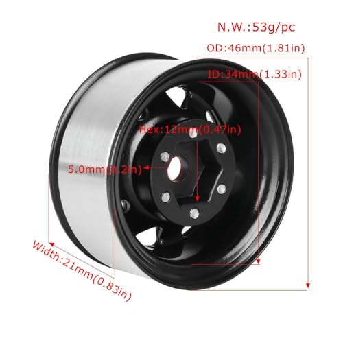 4PCS 1.55 inch Aluminum Metal Beadlock Wheels Rim Rubber Tires Set Replacement for 1/10 RC Crawler Car for D90 TF2 Tamiya CC01 CC02 LC70 JIMNY Axial AX90069 Upgrade Parts(Bronze) - color: Bronze