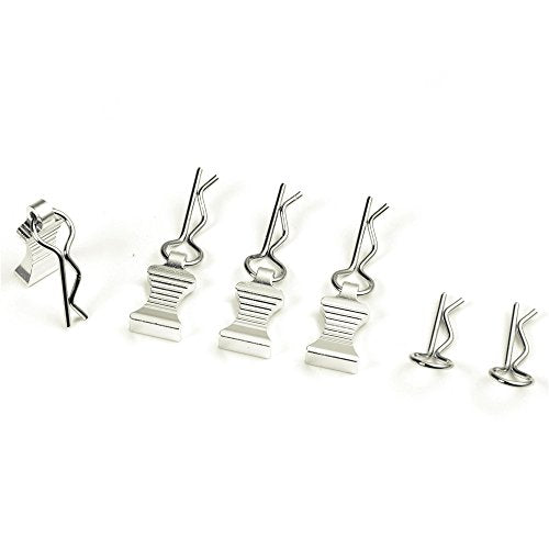 RC Car Body Clips Pins with Pull Taps for 1/8th 1/10th 1/12th RC Model Car (Silver) - color: Silver