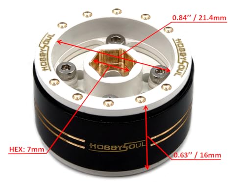 Adjustable Offset 1.0 Beadlock Wheels Brass Rims Negative Offset 44g/Rim for RC Micro Crawler 1/18 TRX4M 1/24 Axial SCX24 90081, (4-Pack, HS701451) - color: White