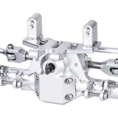 +9mm Aluminum Front Rear Straight Axle with Hydraulic Steering Link for 1/24 RC Crawler SCX24 Deadbolt C10 Jeep Gladiator Parts (Silver Set) - color: Silver Set
