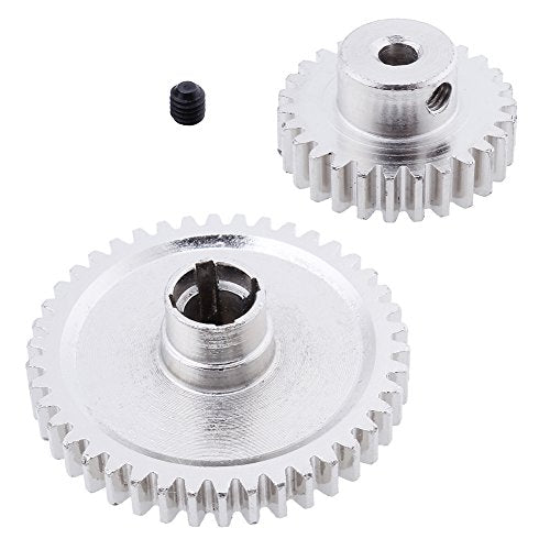HobbyPark Metal Diff Differential Main Gear 42T & Motor Pinion Gear 27T Set for WLtoys A959-B A969-B A979-B K929-B 1/18 Scale RC Car Upgrade Parts (Sliver)