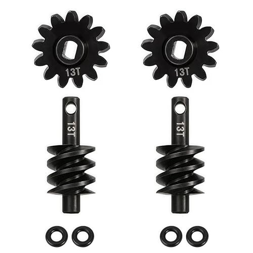 2pcs Steel Axle Differentials Gear 13T/2T Front and Rear Overdrive Differential Worm Gear for Axial SCX24 1/24 RC Crawler Truck Car Upgrades Parts Accessories (2T-13T) - color: 2t-13t