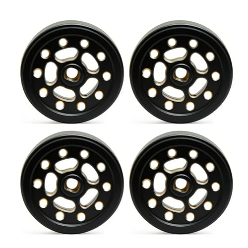 Brass 0.7" Wheel and Brass/Offset and 0.7‘’ Wheel Tire with Foam for SCX30 Cars Upgrade Parts 4pcs/Set (Brass 0.7" Beadlock Offset Wheel) - color: Brass 0.7" Beadlock Offset Wheel