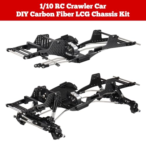 Hobbypark Carbon Fiber LCG Chassis Kit with Transmission & Drive Shaft for Axial SCX10 SCX10 II Capra 1.9 UTB and Other 1/10 RC Crawler Car DIY Builds Upgrades Parts