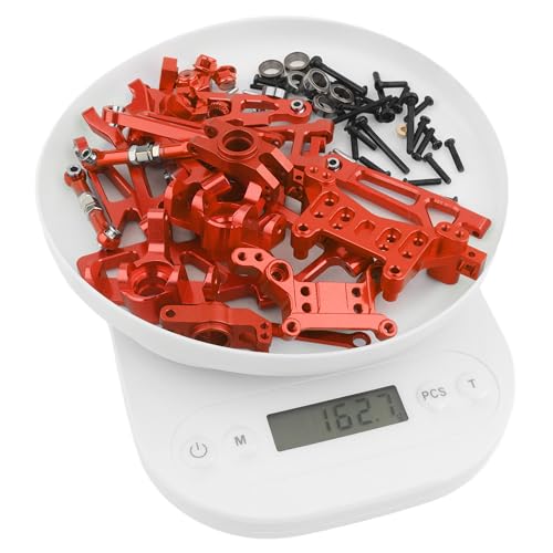 Aluminum Suspension Arms & Steering Knuckle Kit & Shock Tower & Linkage Assembly Parts Compatibe with Hyper Go H16BM H16DR H16PL H16E & 16207 16208 16209 1/16 RC Upgrade Part(Red)