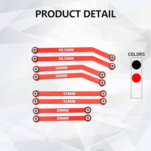 SCX24 Links High Clearance Links Chassis Suspension Steering Links Set for Axial SCX24 Upgrades 1/24 RC Crawler - color: Red