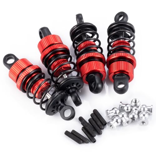 Aluminum RC Front & Rear Oil Filled Shock Absorber 50mm/52mm Adjustable Damper Set Compatible with Tamiya M03 M04 M05 M06 1:10 On Road Car Upgrades Replace Parts (Red, 50mm) - color: Red, size: 50mm