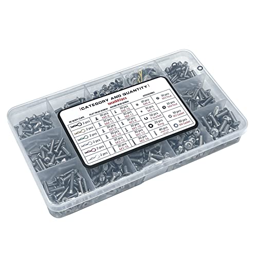 662-piece Universal Remote Control Screw kit 304 Stainless Steel Screw Combination kit, Suitable for Traxxas axial Redcat HPI Arrma SCX10 Losi 1/8 1/10 1/12 1/16 Scale Remote Control Truck Track
