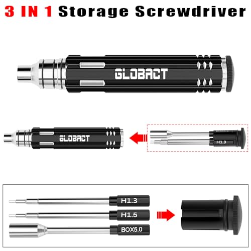 Multifunctional RC Car Stand RC Work Stand RC Repair Stand 360° Rotation Lift Or Lower with RC Screwdrivers for TRX4M SCX24 AX24 FMS FCX24 1/16 1/18 1/24 RC Crawler Truck Buggy (Black Gold)