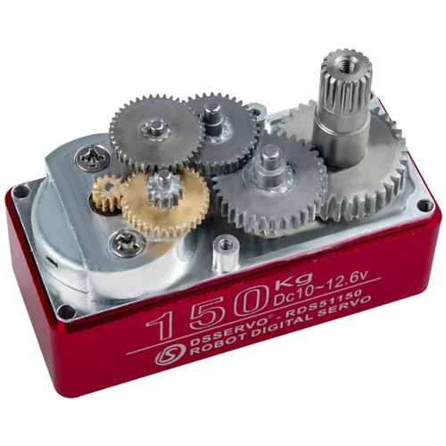 RDS51150 Digital Servo Motor, 150kg High Torque, Metal Gear, Dual Shaft, 12V DC, IP66 Waterproof, with U Bracket for RC Cars, Robotics (180 Degree) - style: 180 Degree