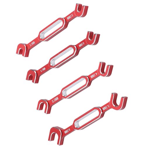 RiToEasysports 4PCS RC Turnbuckle Wrench, Aluminum Alloy RC Car Repair Tool with 3.0 3.2 .5 .7 4.0 5.0 6.0mm Sizes for Maintenance (Red)