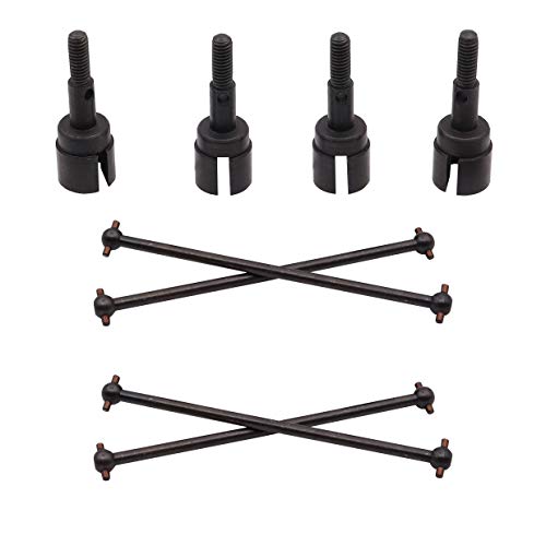 8 Pack Treehobby 90mm Stainless Steel 08029 Dogbones Drive Shaft & 02033 Stub Wheel Axle for 1/10 Redcat Volcano HSP Exceed RC Car Truck Replacement (Black)